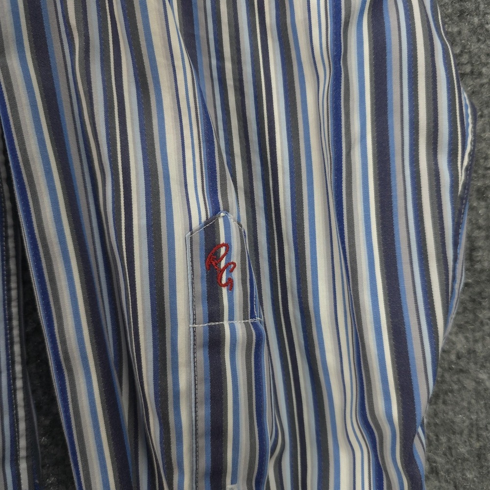 Robert Graham Shirt Mens M Blue Stripe Floral Contrast Flip Cuff Casual Preppy‎ - Picture 3 of 14